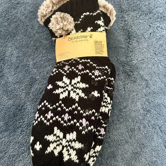 NWT Bearpaw Faux Shearling Lined Slipper Socks Ladies' Shoe Size 5-10 - Picture 7 of 10